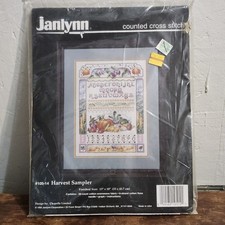 Vtg 1995 Janlynn Harvest Sampler Counted Cross Stitch Kit 105-14 Fall 13