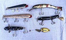 6 Vintage Lures Wood Folk Art Propeller Spinner picture