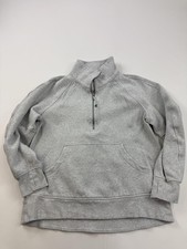 Lululemon Sweatshirt Womens M/L Gray Fleece 1/4 Zip Mock Neck Kangaroo Pocket picture