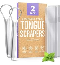 BASIC CONCEPTS Tongue Scraper 2 Pack Reduce Bad Breath Travel Cases Included ... picture