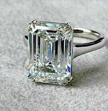 7.10 Ct Off White Lab Grown Diamond Emerald Cut Solitaire Ring 925 Silver picture