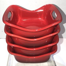 EUC Set of 4 Rachel Ray Red 10 Oz Individual Baker Ramekins Casserole Stonewear picture