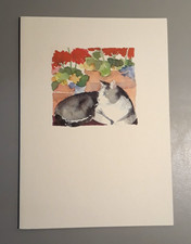VTG 1994 Melissa’s Art Greeting Card “Geranium Cat” Watercolor Melissa Saylor picture