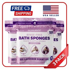 Scrubzz Disposable Rinse Free Bathing Sponges - Lavender, 75 Count picture