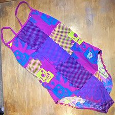 Arena Women’s Size 36 One Piece Swimsuit Geometric Purple Multi Stretch picture