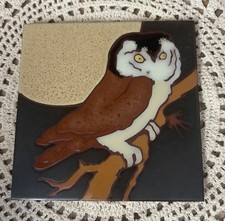 Arius Tiles Santa Fe Hand Painted Ceramic Owl Moon Trivet 6”x6” picture