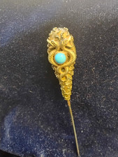~ Victorian Gilt Etruscan Revival Eternity Serpent Mourning Pin ~ 1870-1900 picture