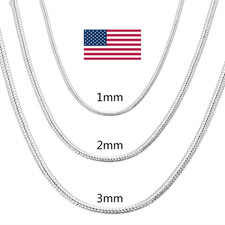 40-75Cm 925 Sterling Silver 1MM/2MM/3MM Solid Snake Chain Necklace for Men Women picture