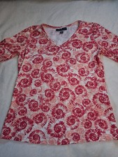 Karen Scott~Womens Super Cool Pattern,%60 Cotton,V-Neck, 3/4 Sleeves Size Small picture