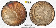 1842 Pi JS Mexico 8 Reales PCGS AU 58 TONED picture