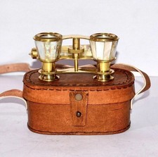 Vintage Brass Opera Glasses Mother of Pearl & Handle Brass Fittings France picture