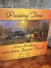 Vintage SEALED SunsOut Puzzle 1000 piece Passing Time Trains by Dave Barnhouse picture