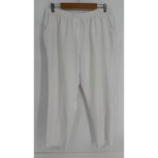 Alia Petite Womens Sz 16P White Elastic Waist Pull On Straight Leg Trousers picture
