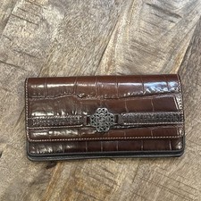 Brighton Croc Embossed Leather Wallet Brown picture