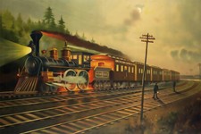1884 Train Night Scene New York Central Railroad Vintage Art Wall - POSTER 20x30 picture