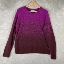 Athleta Jacquard Crew Sweater Womens Small Purple Ombre Merino Wool Blend Knit picture