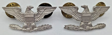 Vintage US ARMY COLONEL Eagle Insignia Rank 1/20 SILVER FILLED Vanguard PIN SET picture