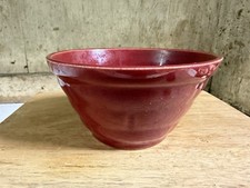 Vintage Hull Or McCoy USA Pottery Small Beehive Style Bowl In Deep Oxblood Red picture