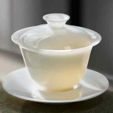 White Jade Porcelain Gaiwan Kungfu Tea Tureen Cup Tea Infuser Kitchen Teaware picture