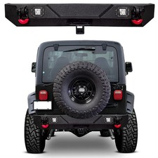 Vijay For 1987-2006 Jeep Wrangler TJ YJ New Rear Bumper with LED Lights D-Rings picture