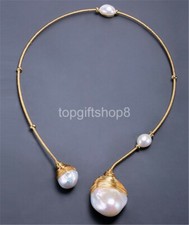 14k Gold & Pearl Unique Designs Baroque Pearl Necklace 41-43cm Choker necklace picture