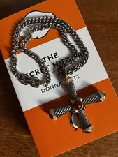 Vintage GIVENCHY Giant Crucifix Cross Carbouchon Pendant Necklace Jewellery picture