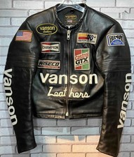 Vanson One Star unique Leather Motorcycle Race Jacket Black picture