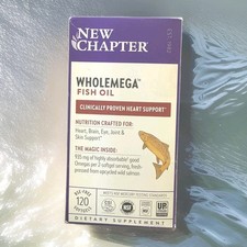 New Chapter Wholemega Fish Oil Dietary Supplement 120 Softgels Halal picture