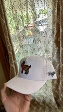 Waggle Golf Men’s The GOAT White Adjustable Mesh Golf Hat, Embroidered Logo picture
