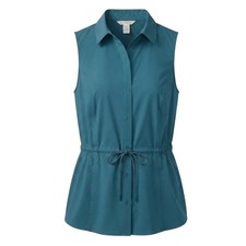 Athleta Levitate Poplin Tank Borealis Green Teal Cinched Tie Waist Sz Medium picture