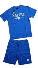 AMIRI Men's 2 Piece Set T-Shirt & Shorts 100% Cotton Size M.,Short Sleeve Royal. picture