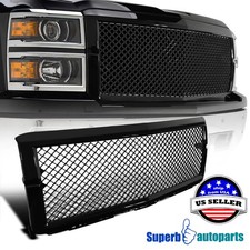 Fit 2014-2015 14-15 Chevy Silverado 1500 ABS Mesh Front Hood Grille Glossy Black picture