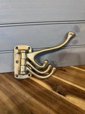 Antique-Brass Triple Swivel Swing Coat Hooks Wall Mount Solid 4 Pivot Hook picture