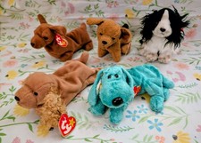 Ty Beanie Baby Dog Lot of 5 Diddley Spunky Frolic Weenie Tuffy picture
