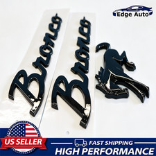 3PC Tailgate Fender & Horse Classic Emblem Badge for Bronco 2021-25 Gloss Black picture