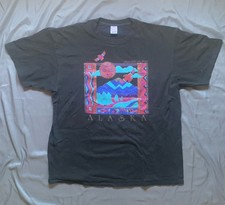 Vintage Alaska Denali National Park Jerzees Black T-Shirt Adult Size 2XL 23x26  picture