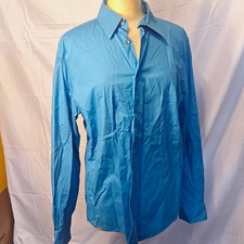 Express 1MX Modern Fit Blue Stretch Cotton Dress Shirt L 16-16.5 32/33 picture