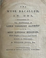 1781 EXCEPTIONALLY RARE Strawberry Hill Press: Wm Jones The Muse Recalled Ode picture