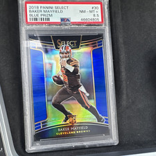 Panini 2018 Select Concourse Baker Mayfield Blue Prizm /175 RC #30 PSA 8.5 picture