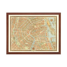 Old Map of Amsterdam 1956 - Vintage Netherlands Art Wall Dec picture
