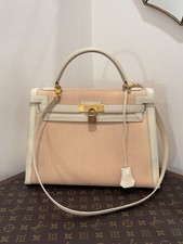 Authentic Hermes 1991 Vintage Kelly 32 Crinoline ivory box leather with strap picture