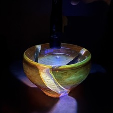 VTG Murano Uranium Art Glass Bowl Latticino Filigree Swirl MCM Italy picture