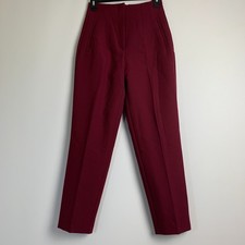 ZARA High Waist Pleated Pants Womens Size SMALL (24x26.5) Burgundy Trousers NWT picture