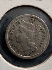 Vintage US Coin 1889 3 Cent Nickel Strong Strike Well Maintained XF / AU picture