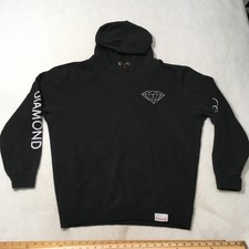 Diamond Supply Co Hoodie Mens Large Black Pullover spell out sleeves Sweatshirt picture