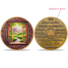1-65 Year Custom Sobriety Coin Serenity Prayer Alcoholics Anonymous AA Medallion picture
