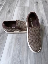 Coach Wells C4393 Signature Jacquard Slip On Sneakers Khaki Saddle Women’s 9 picture
