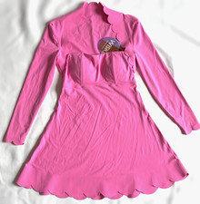 ATHLEISURE NEW ENCHANTING SCALLOPED A-LINE PINK WISKII ACTIVE TENNIS DRESS SZ L picture