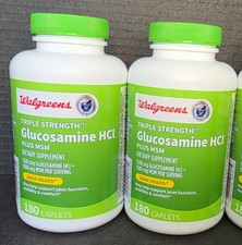 2x Walgreens Triple Strength Glucosamine HCI+MSM 180 Joint Health Caplets *8/25* picture