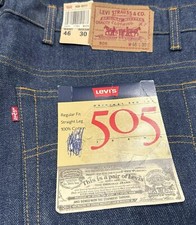 Vtg Dead stock Levis 505-0217 Orange Tab Denim Jeans Straight Leg 45x31  USA picture
